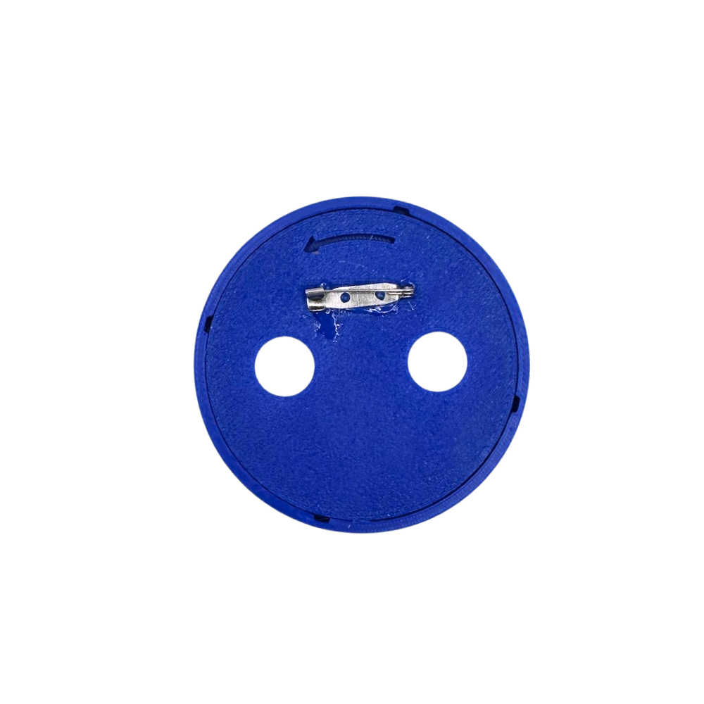 Self Finish Button - Pin Back - Blue