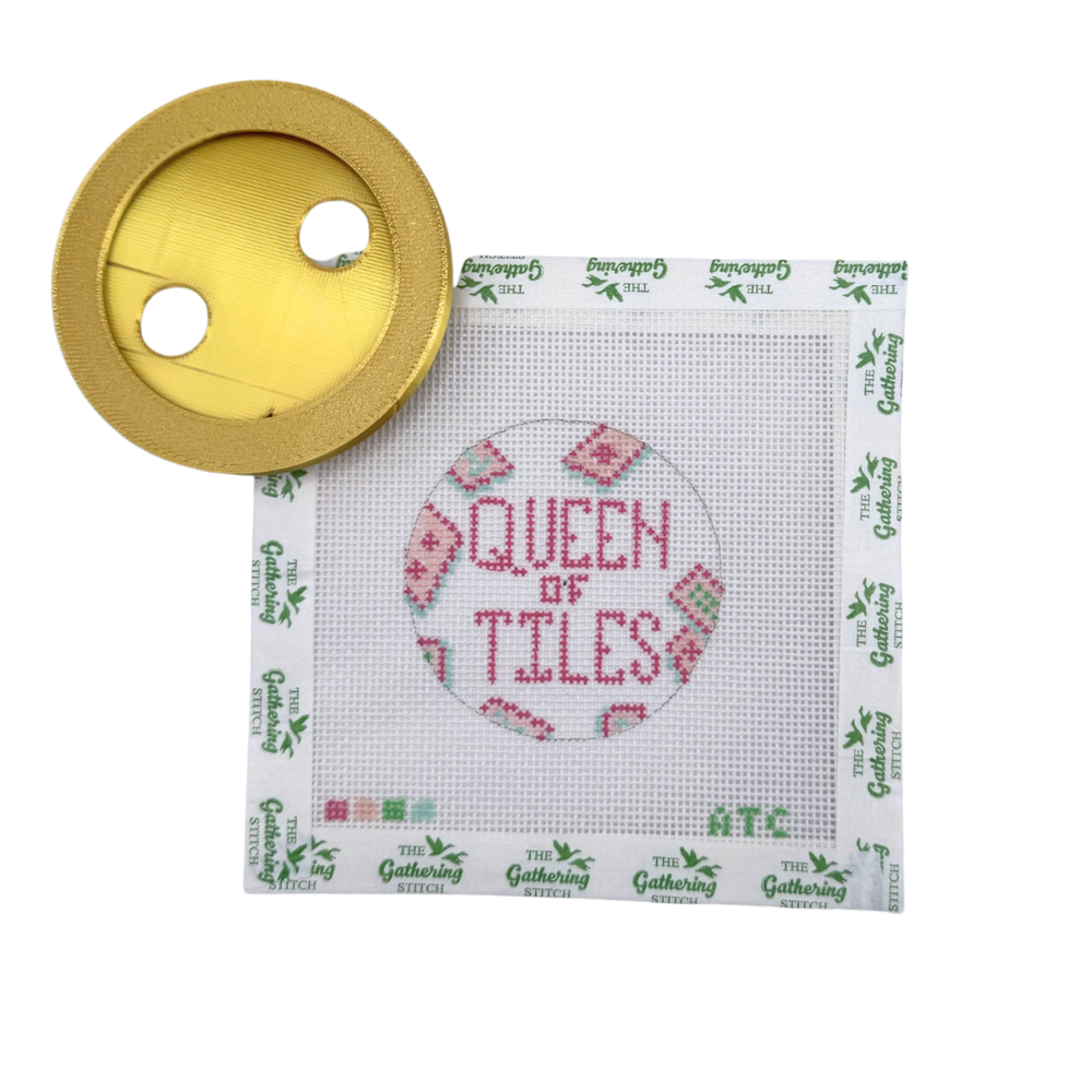 Queen of Tiles Canvas and Self-finish Button