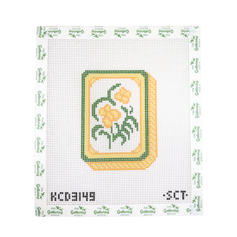 Yellow Mahjong Flower Tile - Printed
