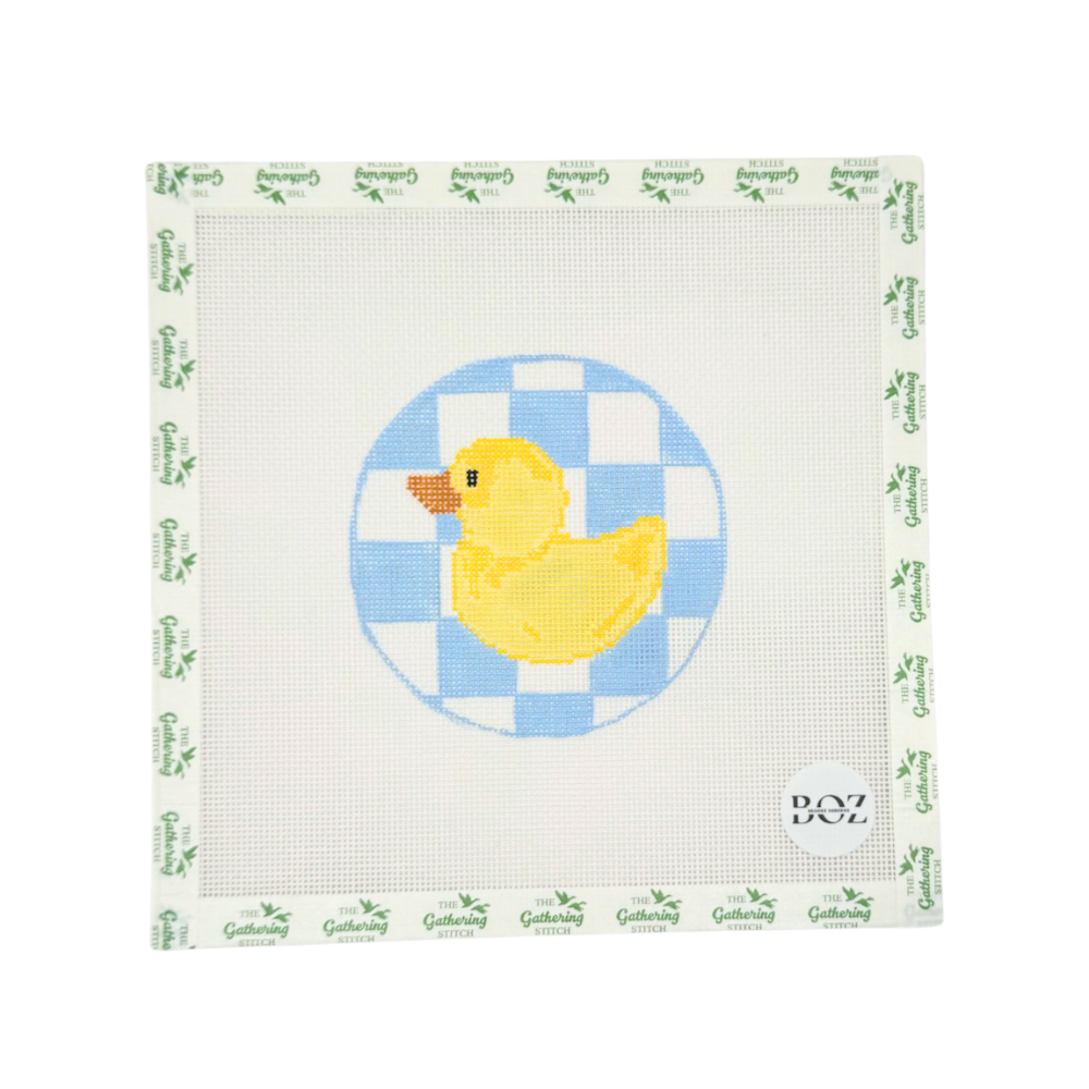 Rubber Duck on Blue Checkerboard