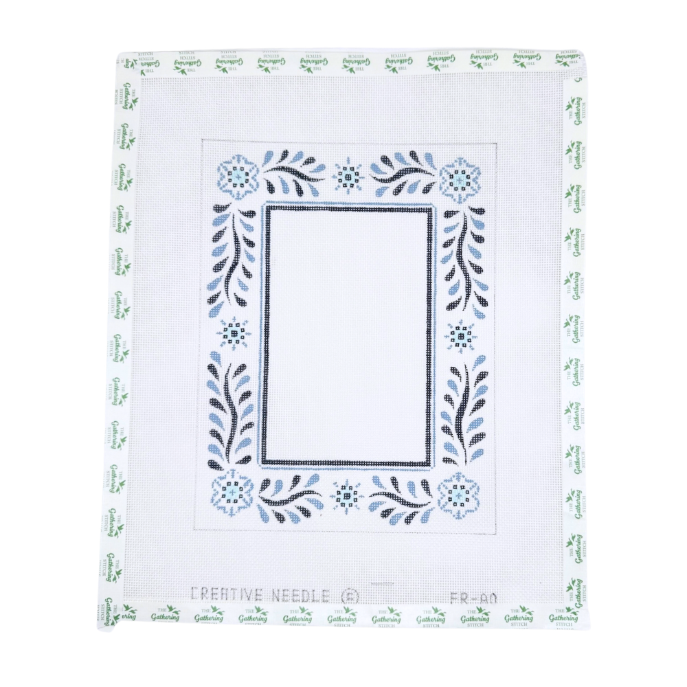 Blue and Dark Blue Floral Frame
