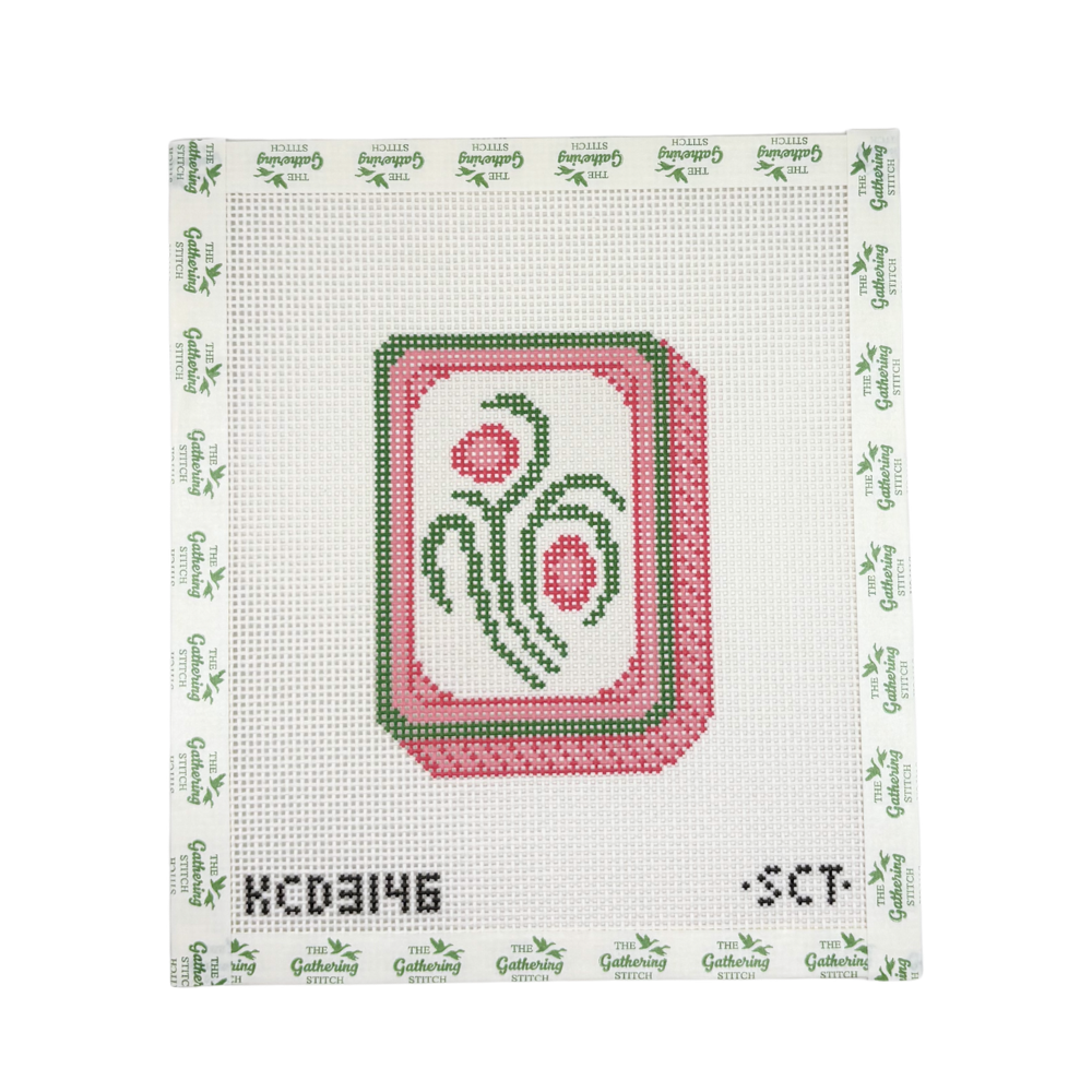 Pink Mahjong Flower Tile - Printed