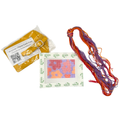 Orange Luggage Tag, Funky Flower canvas and threads