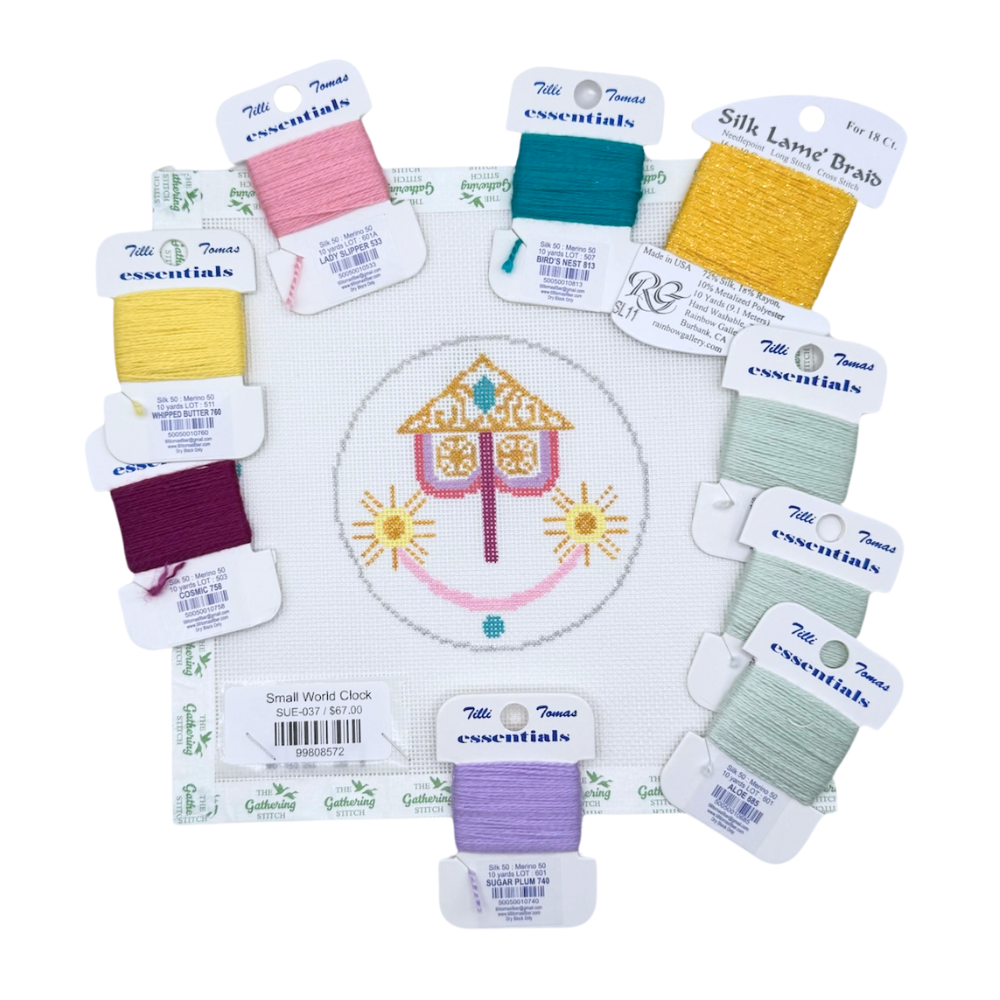 Small World Clock w/ 8 Essentials and 1 Silk Lame Braid