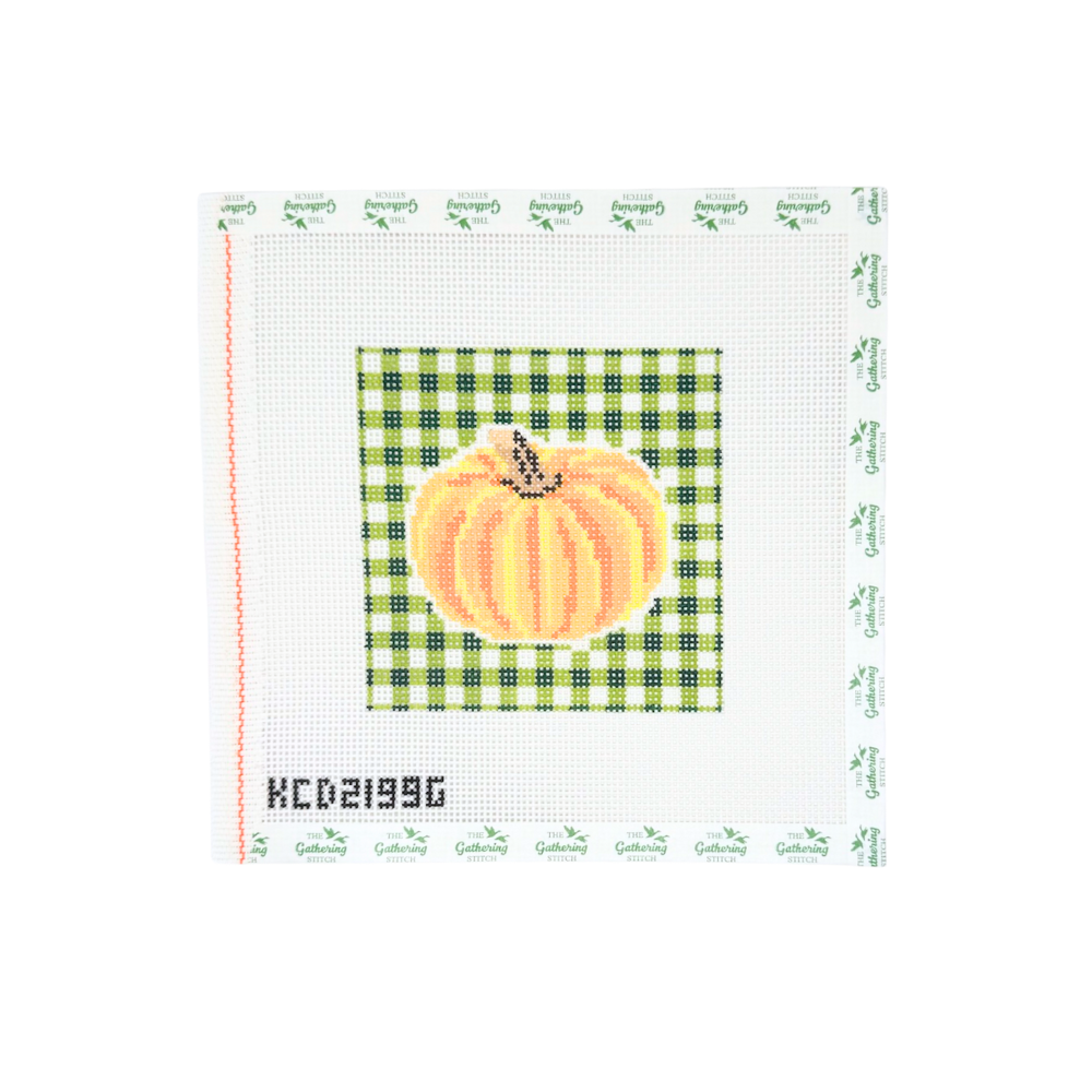 Pumpkin on Gingham - Green