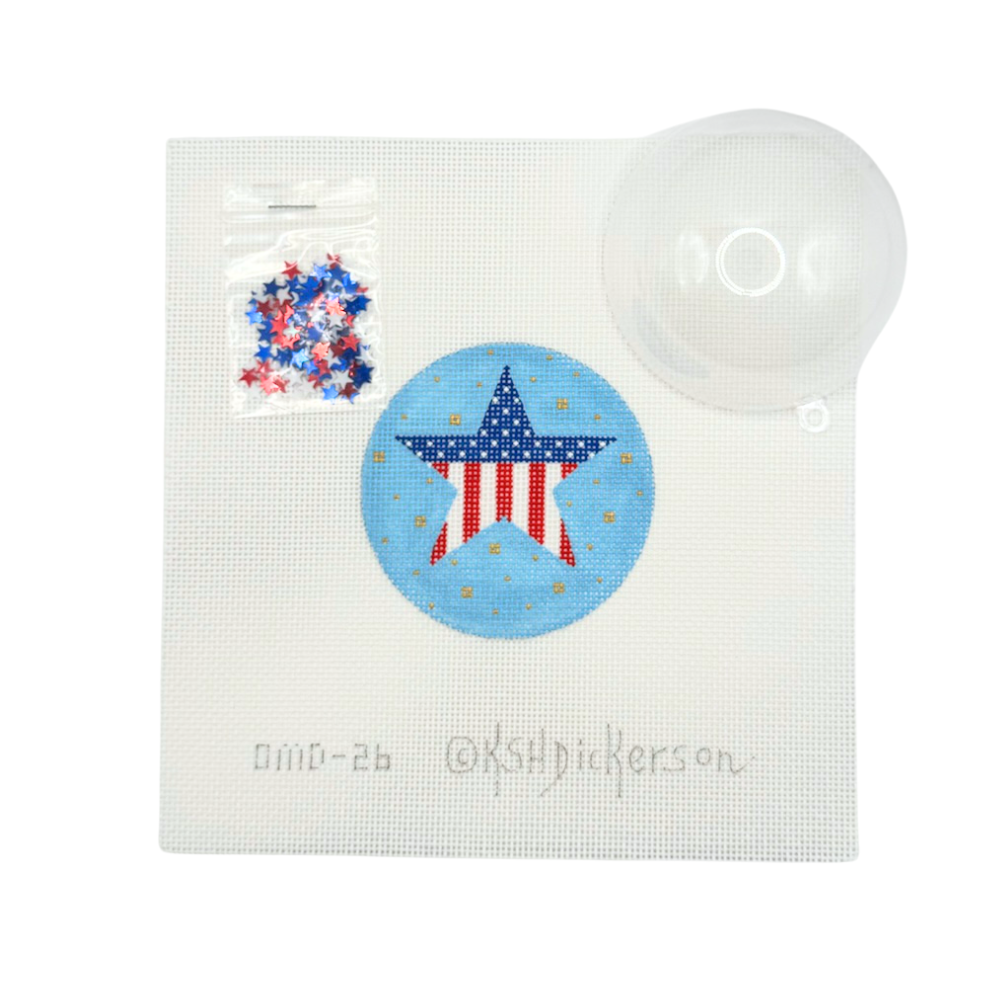 Patriotic Star w/ clear dome and confetti