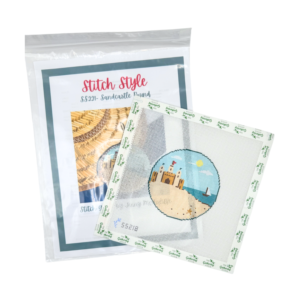 Sandcastle Needlepoint Canvas with Stitch Guide