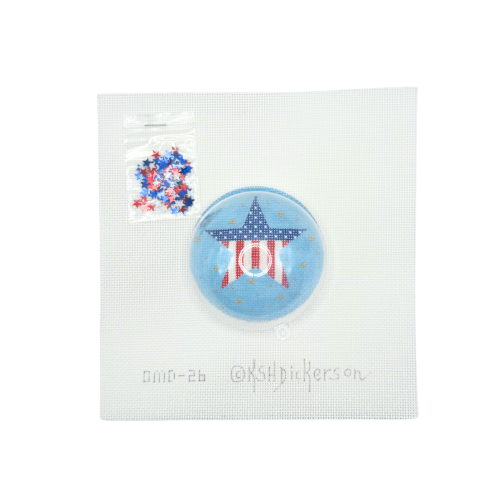 Patriotic Star w/ clear dome and confetti