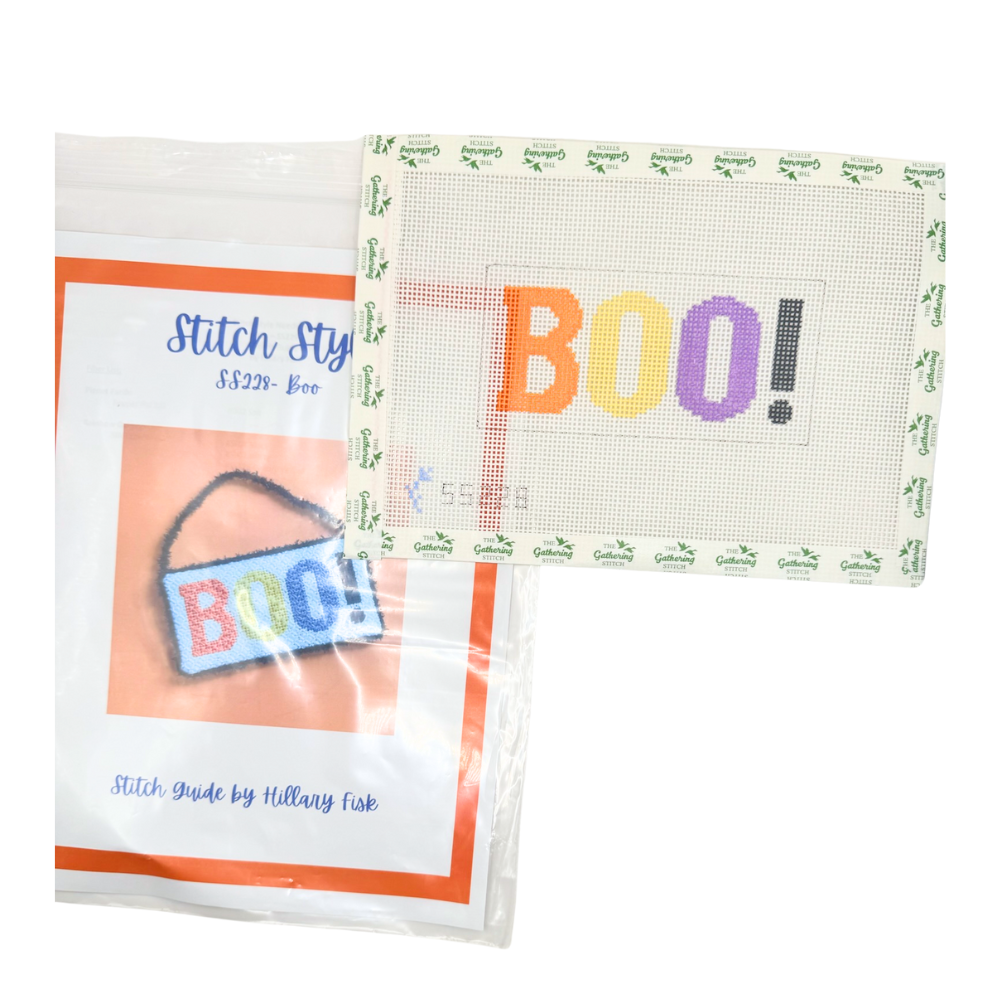 Boo Needlepoint Canvas with Stitch Guide