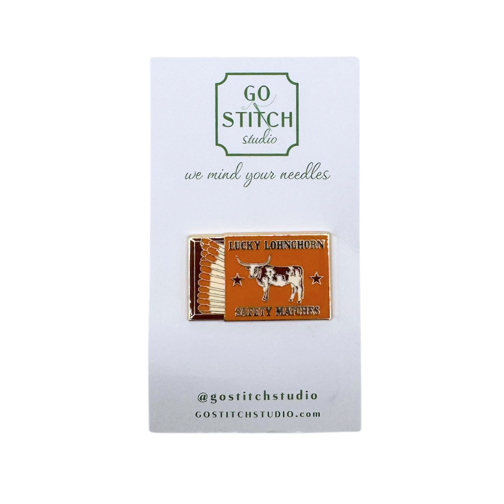 Lucky Longhorn Matchbox Needle Minder