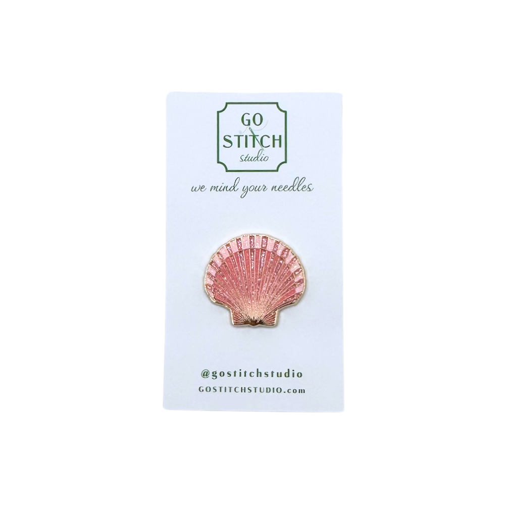 Pink Glitter Scallop Shell Needle Minder