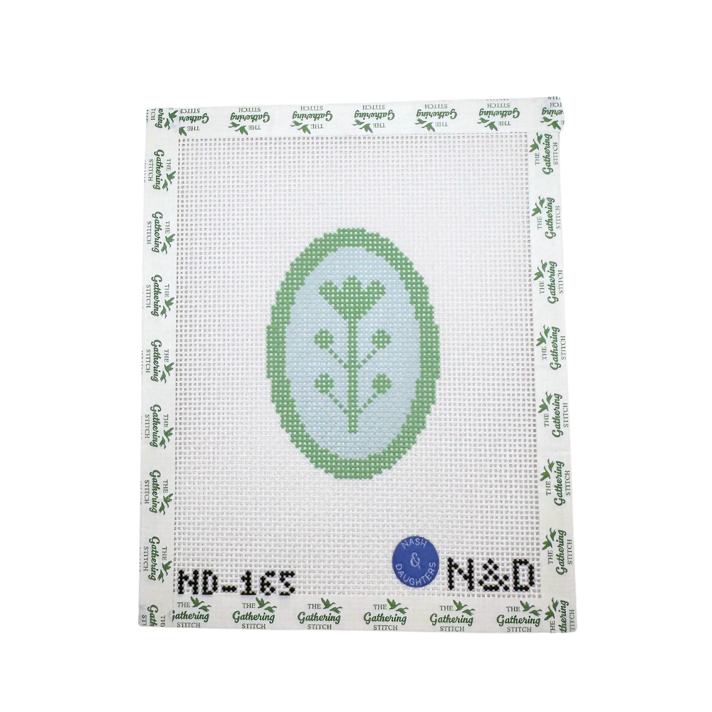 Blue and Green Block Print Flower