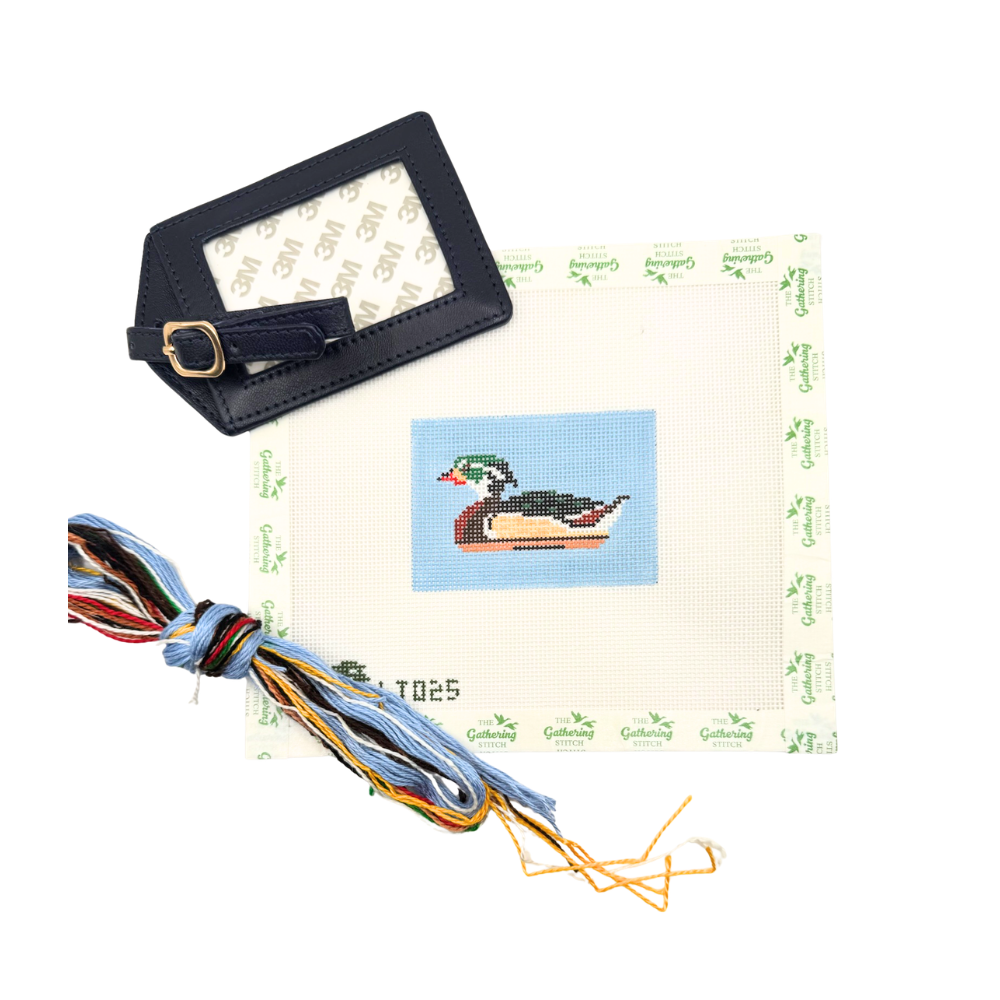 Navy Luggage Tag, Duck, and threads
