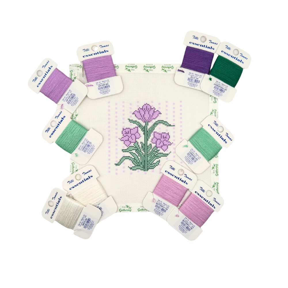 Purple Block Print Flower w/  10 Essentials