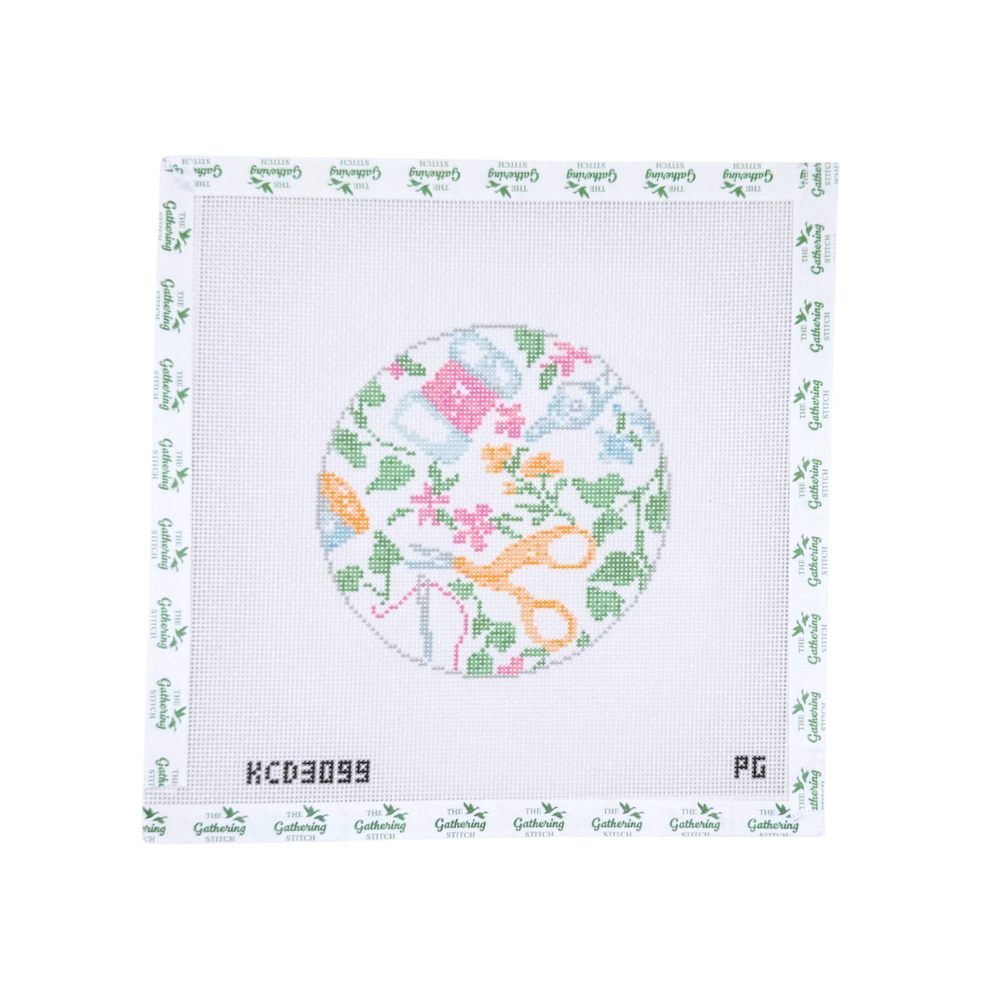 Needlepoint Print Round Printed Canvas