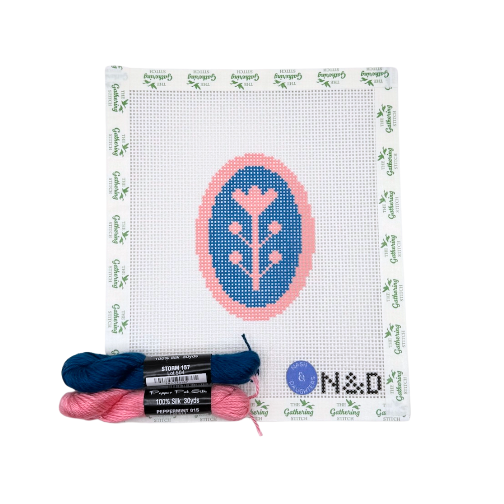 Navy and Pink Block Print Flower w/ Pepper Pot