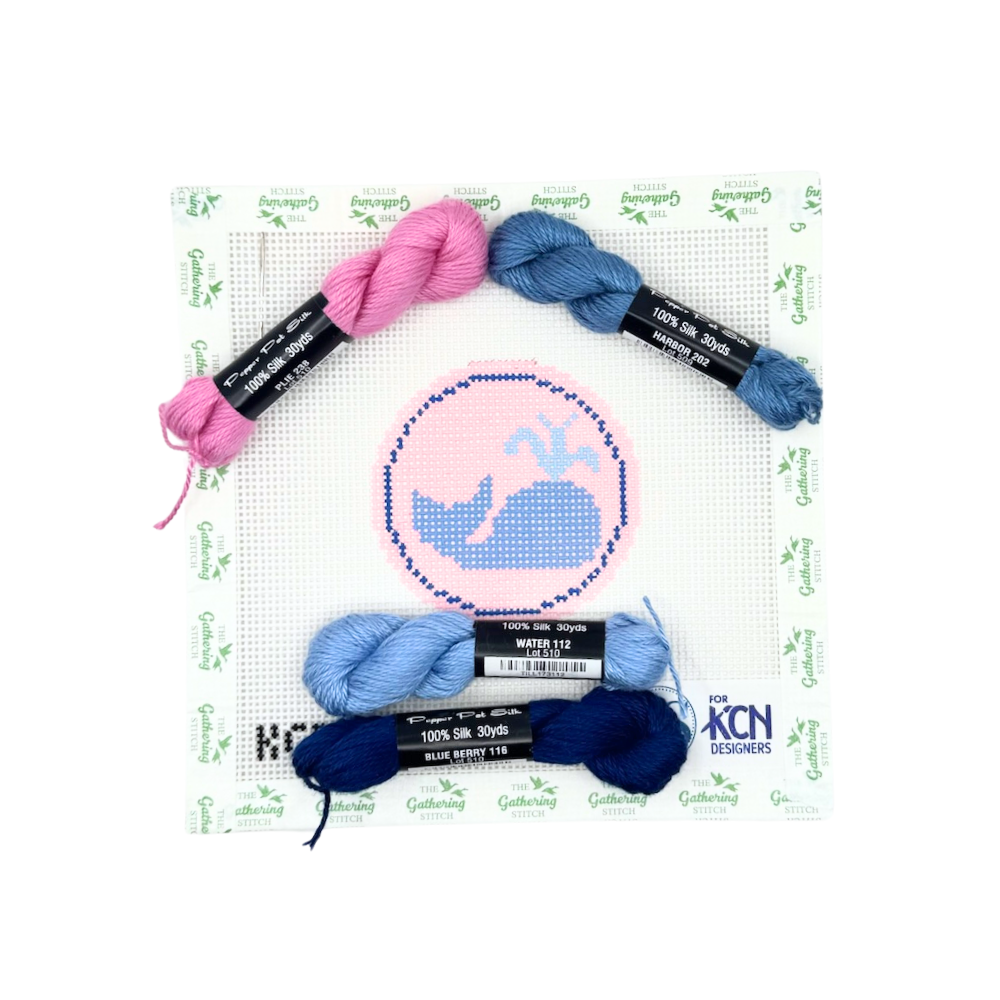 Blue Whale on Pink Canvas w/ 4 Pepper Pots
