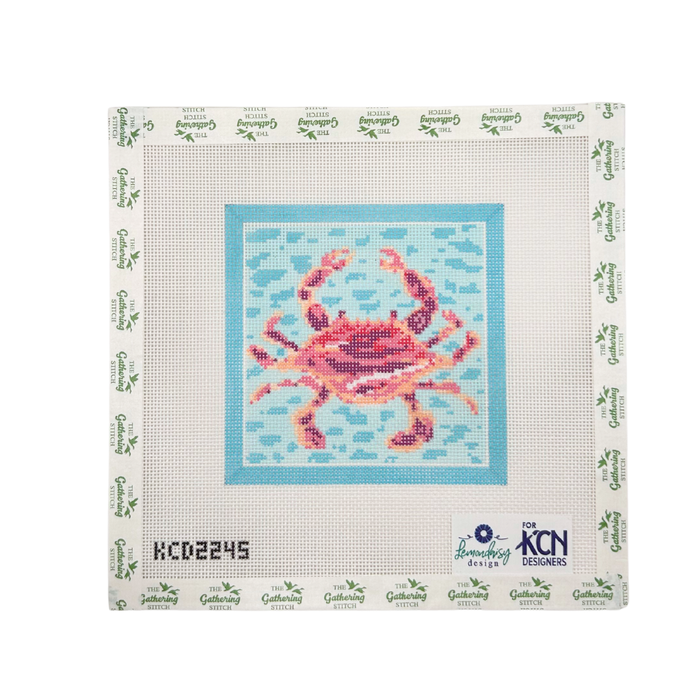 Pink Crab on Blue Square