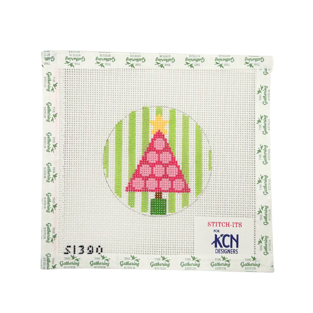 Pink Tree with Polka Dots on Stripes